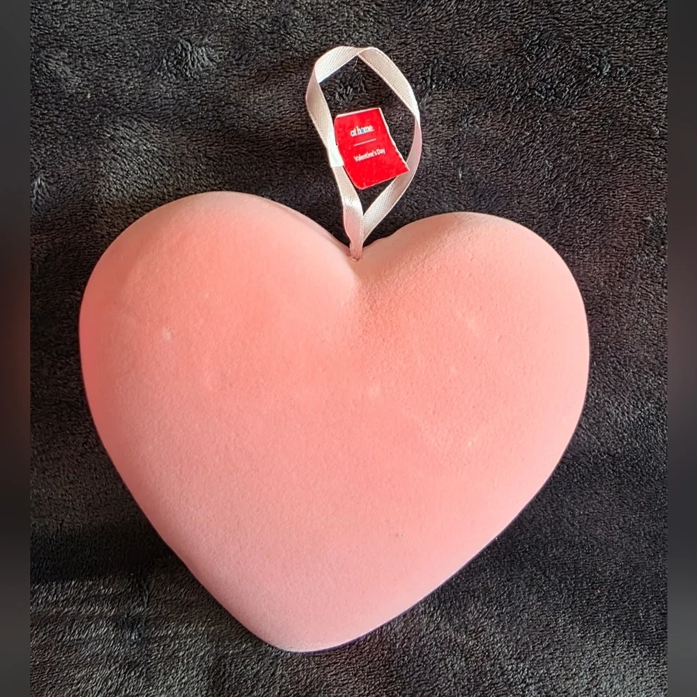 New pink Flocked Hanging Heart lot of 2, Valentine's Day indoor decor,  6' tall